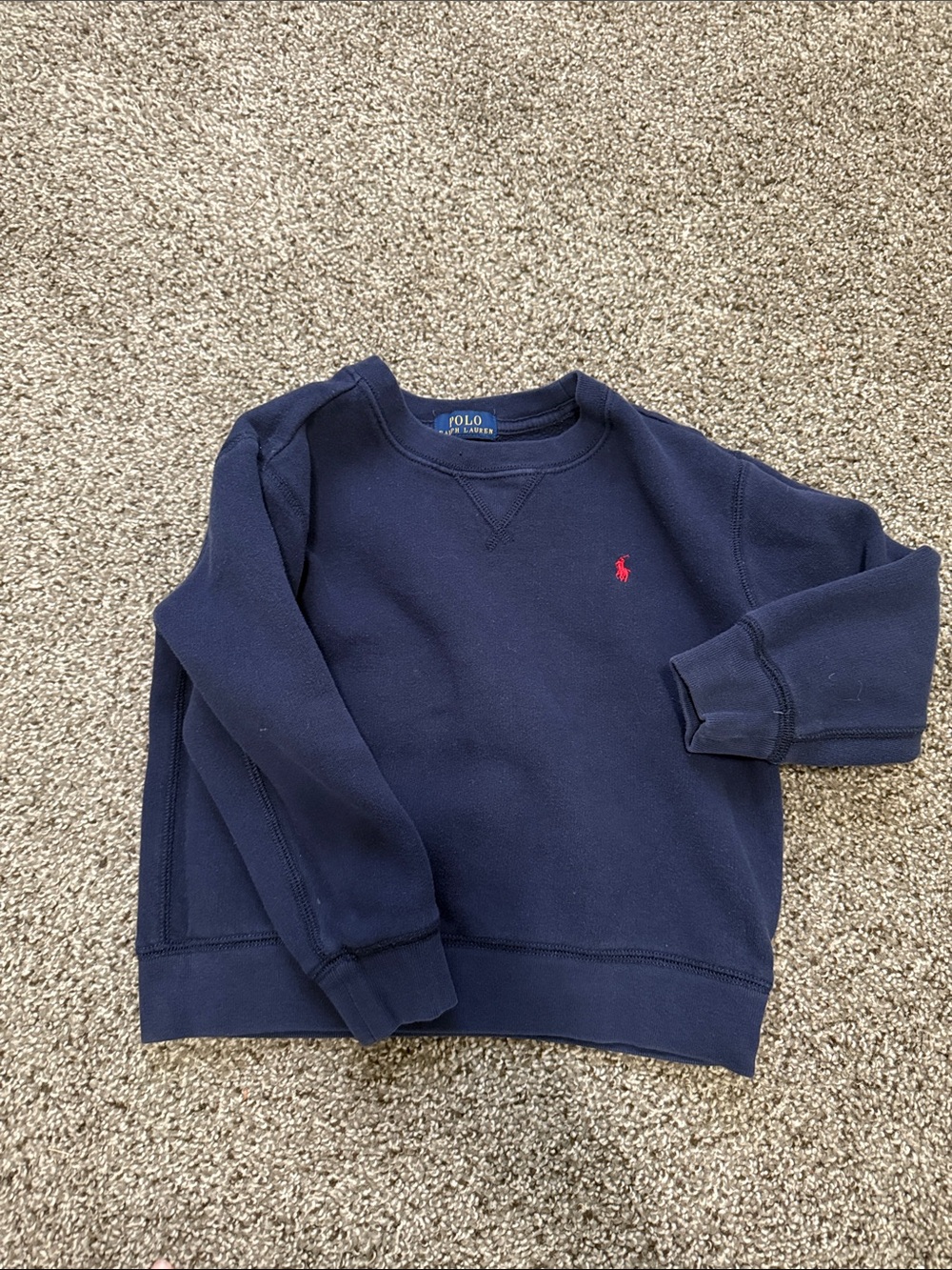 Polo by Ralph Lauren Navy Crewneck Sweatshirt with Red Pony Logo